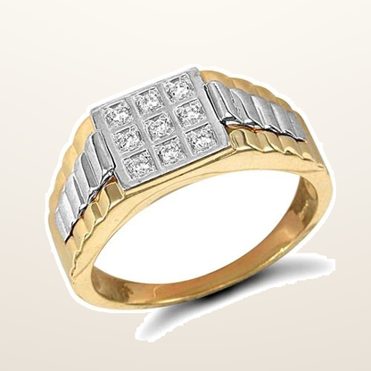 IT_ROLE:studio_clean | 9ct Yellow Gold Gents Cubic Zirconia Ring