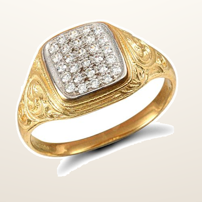 IT_ROLE:studio_clean | 9ct Yellow Gold Gents Cubic Zirconia Ring