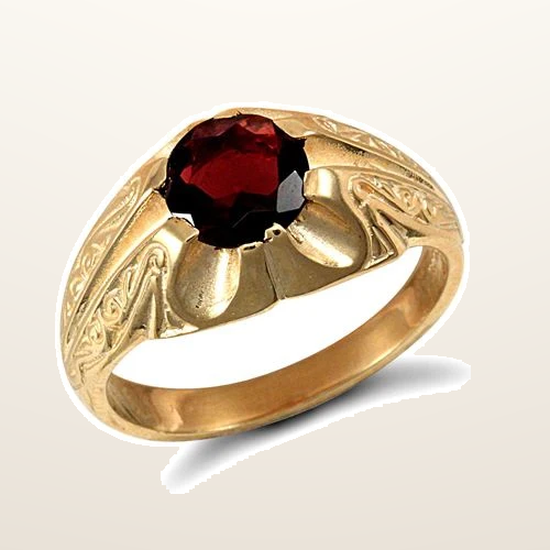 IT_ROLE:studio_clean | 9ct Yellow Gold Gents Garnet Ring