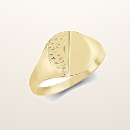 IT_ROLE:studio_clean | 9ct Yellow Gold Signet Ring Half-Engraved