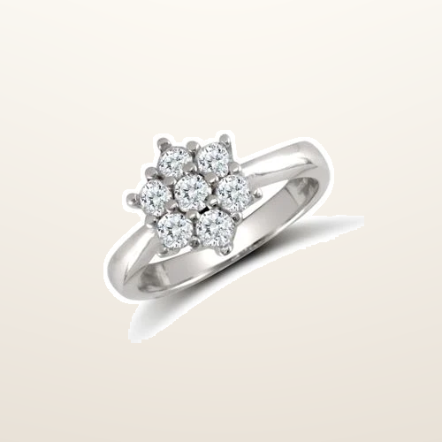 IT_ROLE:studio_clean | 9ct White Ladies Cubic Zirconia 7 Stone Cluster Ring