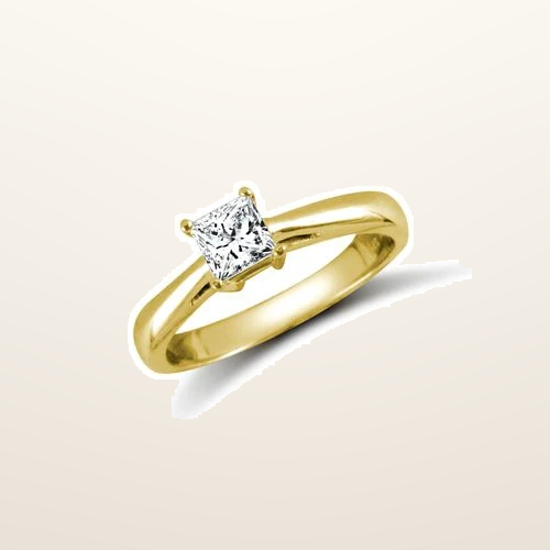 IT_ROLE:studio_clean | 9ct Yellow Princess Cut Cubic Zirconia Solitaire Ring