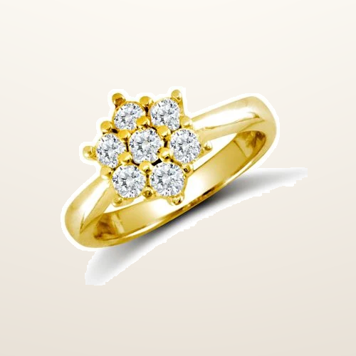 IT_ROLE:studio_clean | 9ct Yellow Ladies Cubic Zirconia 7 Stone Cluster Ring