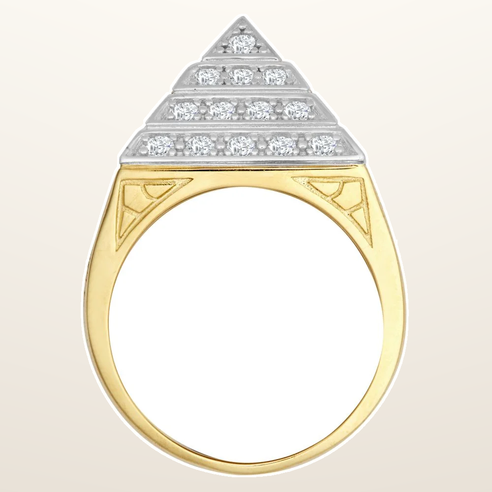 IT_ROLE:studio_clean | 9ct Yellow Gold Half Ounce Cubic Zirconia Set Pyramid Ring