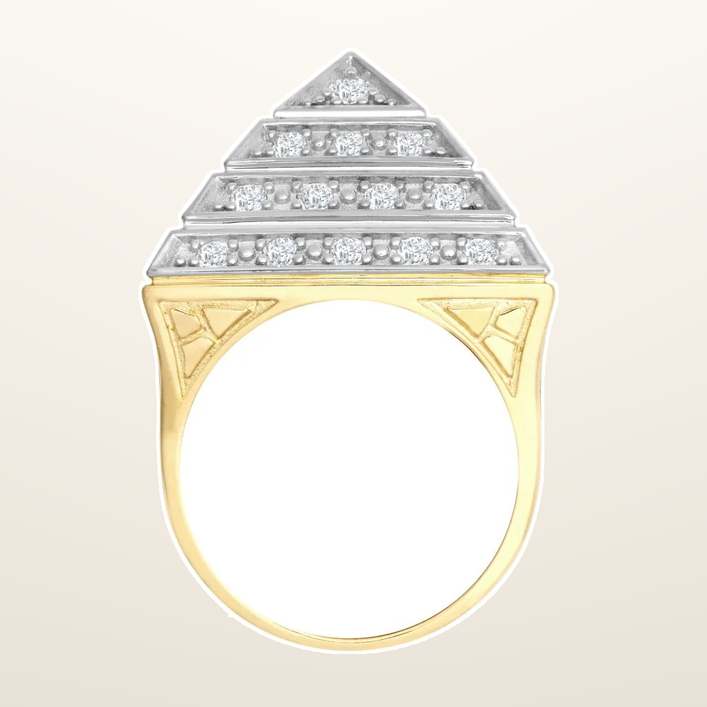 IT_ROLE:studio_clean | 9ct Yellow Gold 1.5 Ounce Cubic Zirconia Set Pyramid Ring