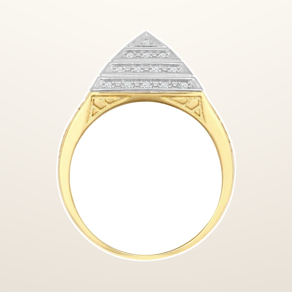 IT_ROLE:studio_clean | 9ct Yellow Gold Cubic Zirconia Set Pyramid Ring