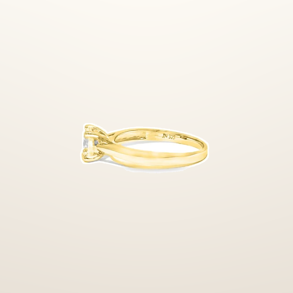 IT_ROLE:studio_clean | 9ct Yellow Gold, 1.00ct Round Cubic Zirconia Wed-fit Solitaire Ring