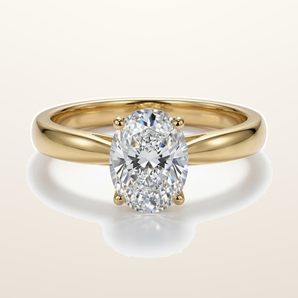 IT_ROLE:studio_clean | 9ct Yellow Gold, 1.00ct Oval Cubic Zirconia Wed-fit Solitaire Ring