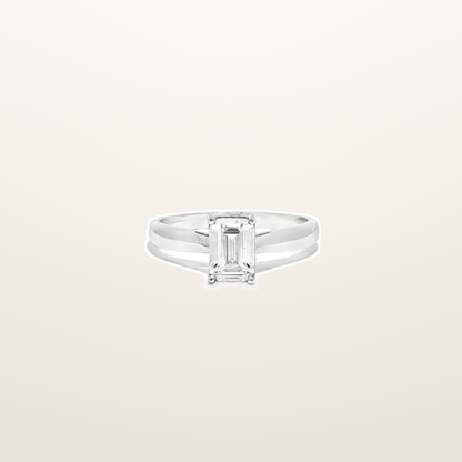 IT_ROLE:studio_clean | 9ct White Gold, 1.00ct Emerald Cut Cubic Zirconia Wed-fit Solitaire Ring