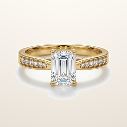 IT_ROLE:studio_clean | 9ct Yellow Gold, 1.00ct Emerald Cut Cubic Zirconia Wed-fit Engagement Ring
