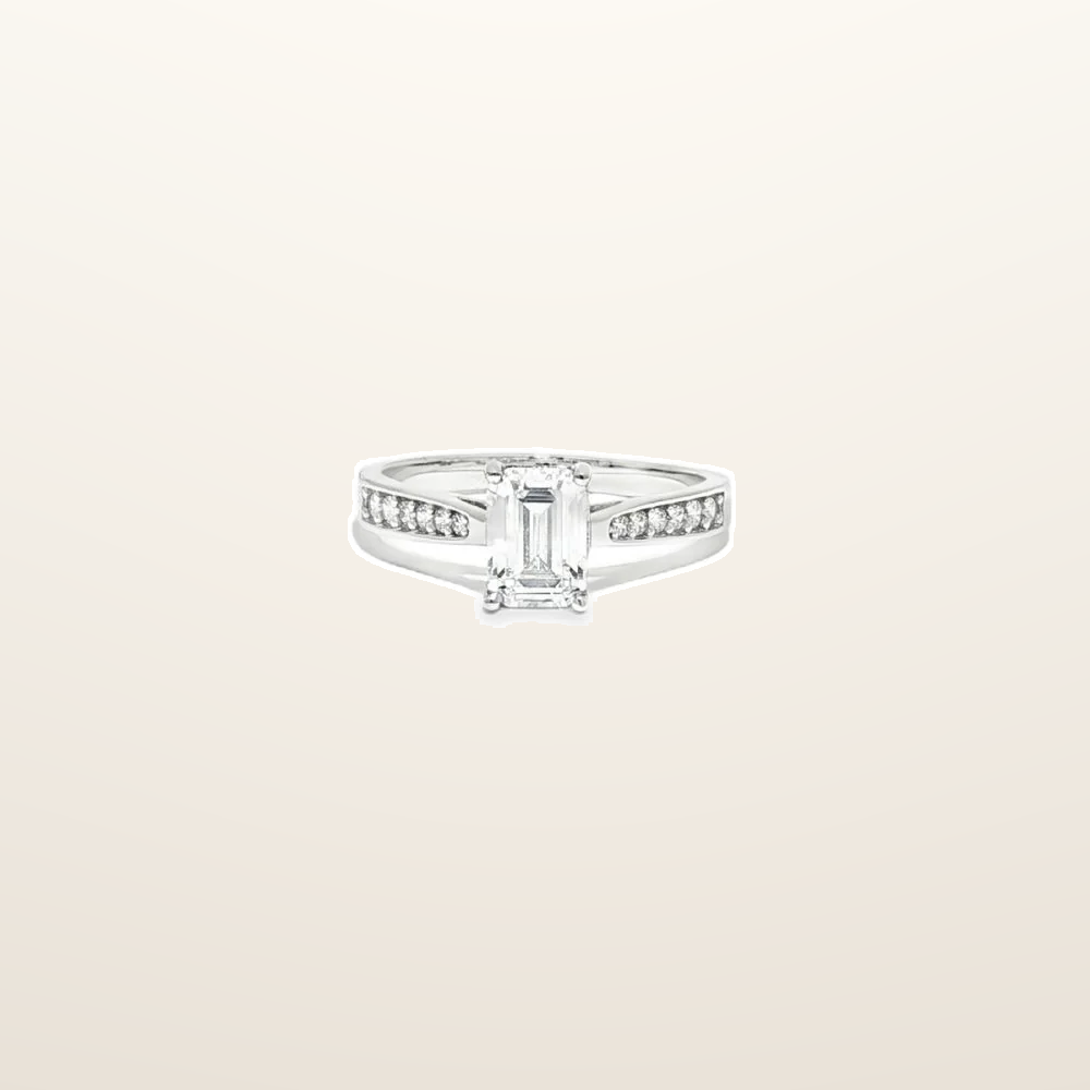 IT_ROLE:studio_clean | 9ct White Gold, 1.00ct Emerald Cut Cubic Zirconia Wed-fit Engagement Ring