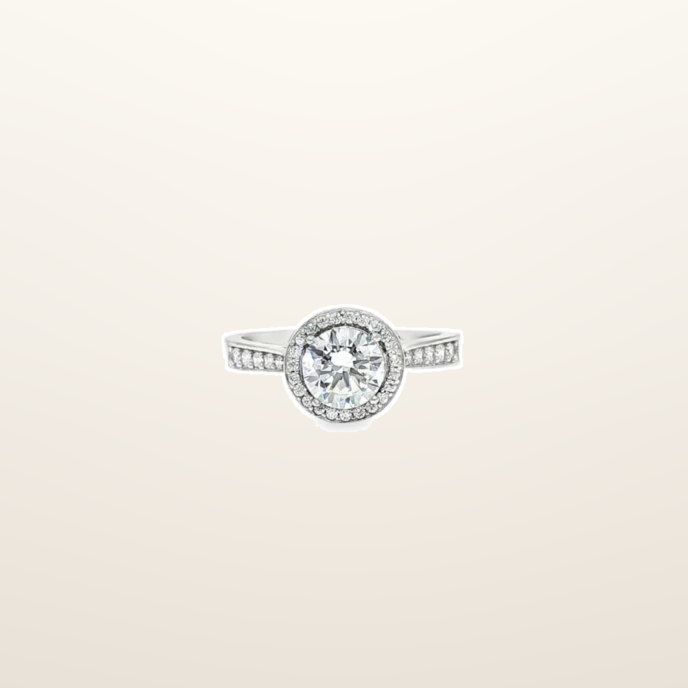IT_ROLE:studio_clean | 9ct White Gold, 1.00ct Round Cubic Zirconia Wed-fit Halo Ring