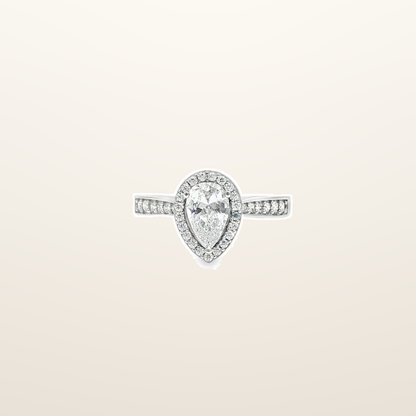 IT_ROLE:studio_clean | 9ct White Gold, 1.00ct Pear Shape Cubic Zirconia Wed-fit Halo Ring