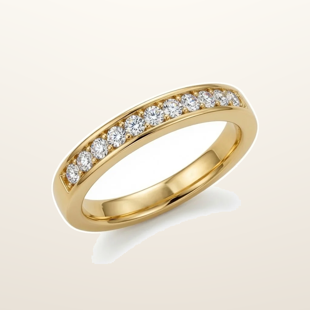 IT_ROLE:studio_clean | 9ct Yellow Gold, Half Eternity Cubic Zirconia Ring
