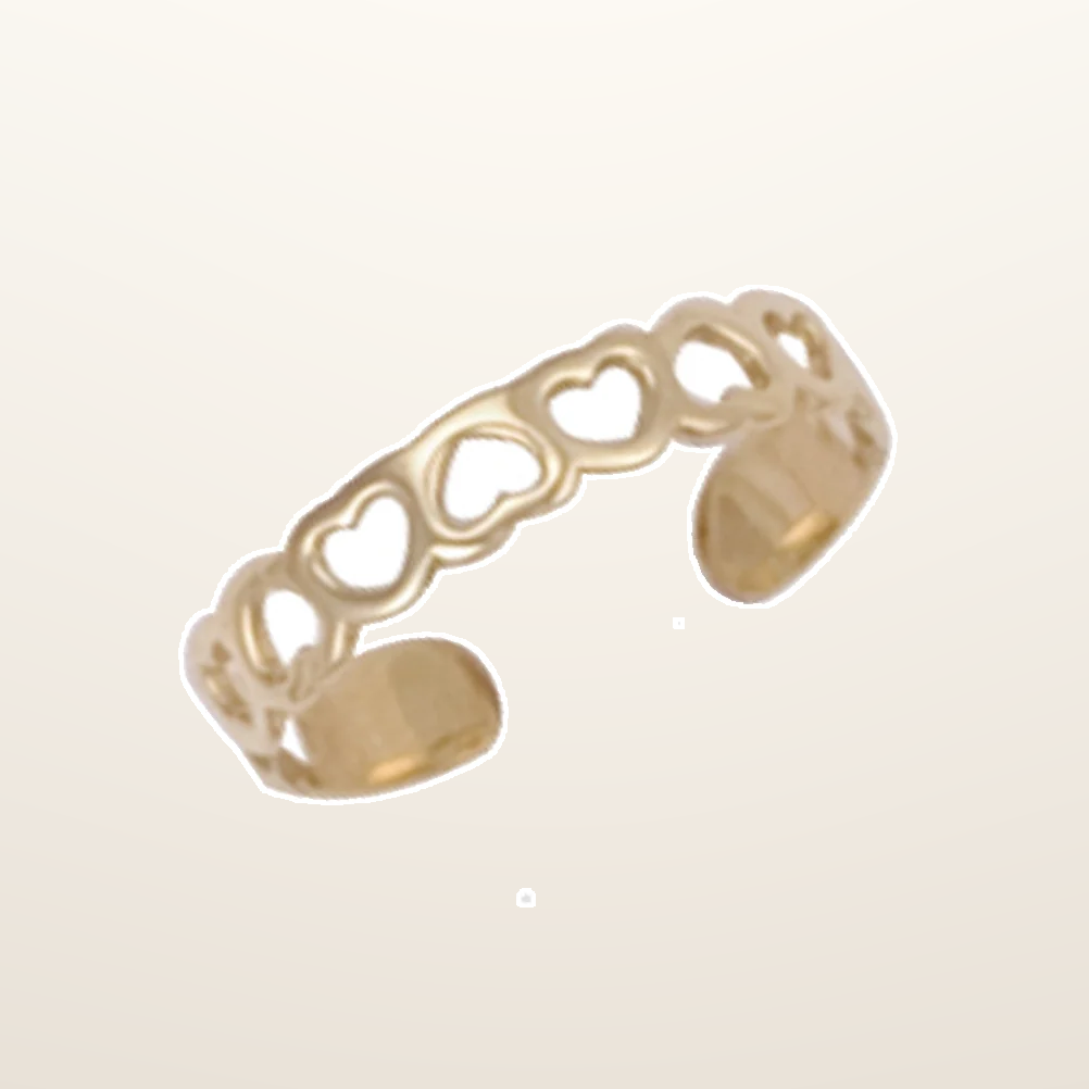 IT_ROLE:studio_clean | 9ct Yellow Gold Hearts Toe Ring