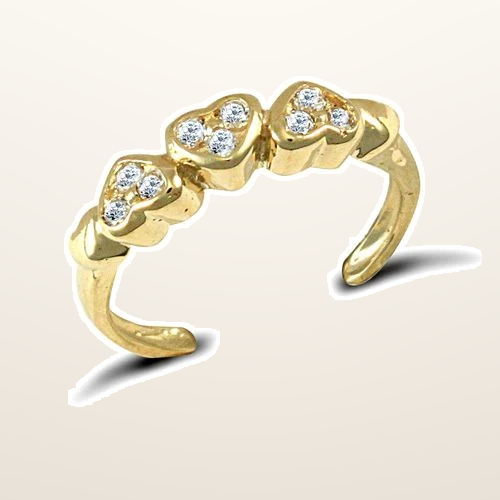 IT_ROLE:studio_clean | 9ct Yellow Gold Cubic Zirconia Hearts Toe Ring