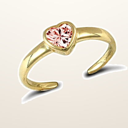 IT_ROLE:studio_clean | 9ct Yellow Gold Pink Cubic Zirconia Heart Toe Ring