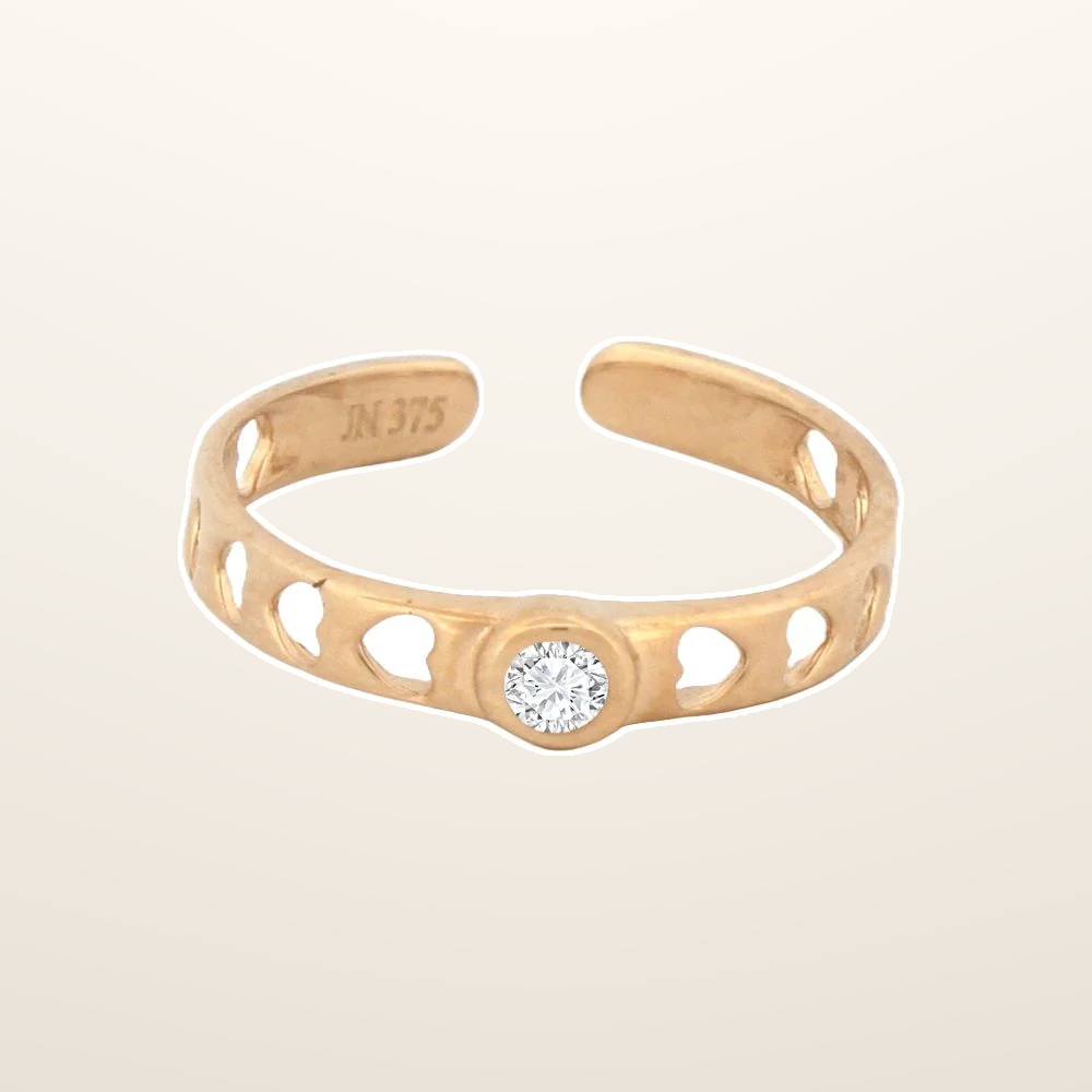 IT_ROLE:studio_clean | 9ct Yellow Cubic Zirconia set & hearts toe ring