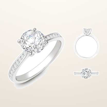 IT_ROLE:studio_clean | Lab 18ct White Gold 0.13ct Diamond Channel-set Wed-fit Ring Mount + 0.25ct Diamond