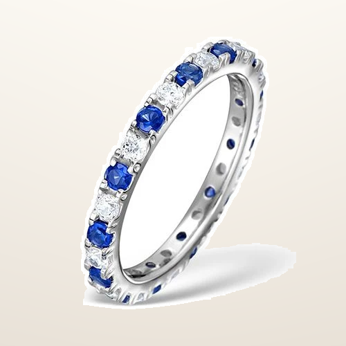 IT_ROLE:studio_clean | Platinum Claw Set Full Eternity Ring Natural Diamond 0.50ct Sapphire 0.90ct G VS