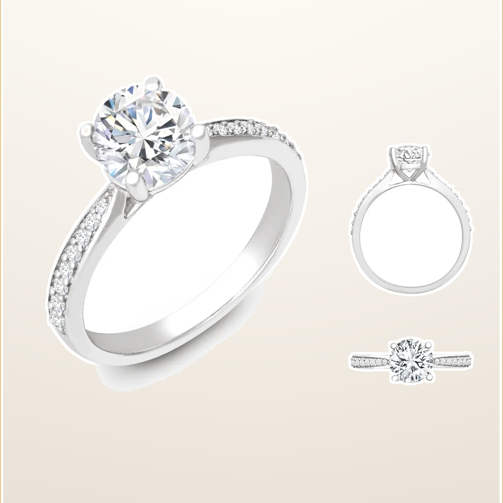 IT_ROLE:studio_clean | 950 Platinum Gold 0.12ct Natural Diamond Pav?-set Wed-fit Ring Mount + 0.25ct Diamond