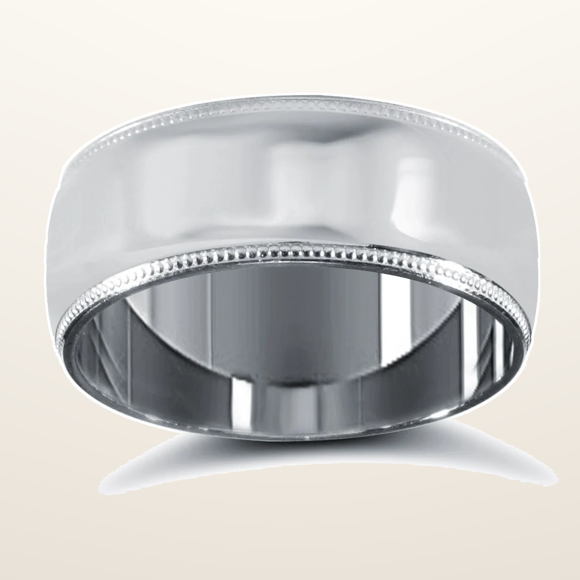 IT_ROLE:studio_clean | 9ct White Gold Standard Weight Court Profile Mill Grain Wedding Ring