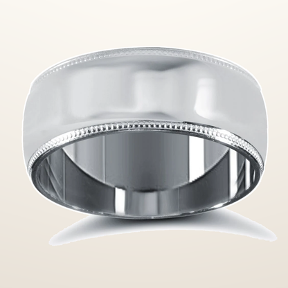 IT_ROLE:studio_clean | 9ct White Gold Standard Weight Court Profile Mill Grain Wedding Ring