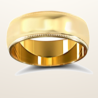 IT_ROLE:studio_clean | 9ct Yellow Gold Standard Weight Court Profile Mill Grain Wedding Ring