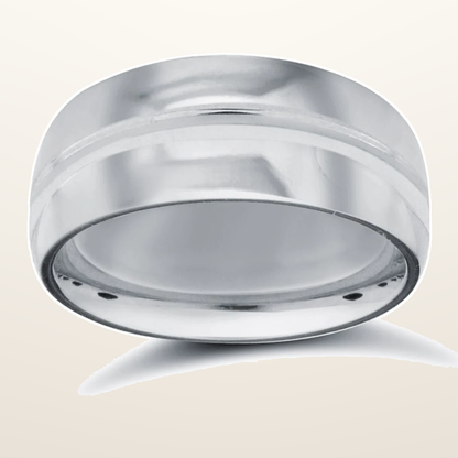 IT_ROLE:studio_clean | 9ct White Gold Premium Weight D-Shape Profile Centre Groove Wedding Ring