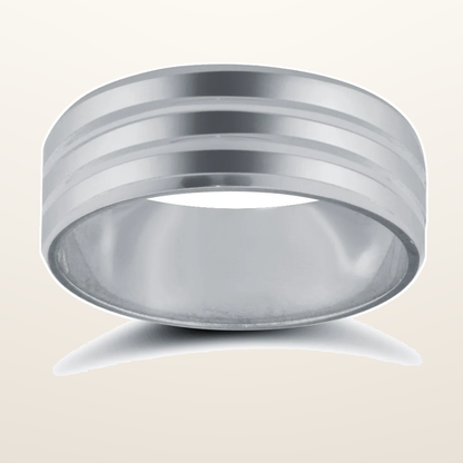 IT_ROLE:studio_clean | 9ct White Gold Standard Weight Flat Court Profile Double Groove Wedding Ring