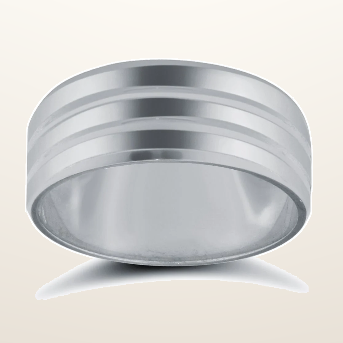 IT_ROLE:studio_clean | 9ct White Gold Standard Weight Flat Court Profile Double Groove Wedding Ring