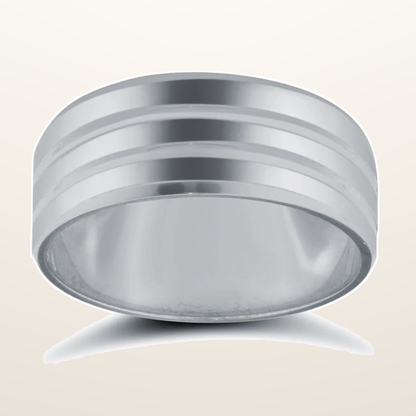IT_ROLE:studio_clean | 9ct White Gold Standard Weight Flat Court Profile Double Groove Wedding Ring