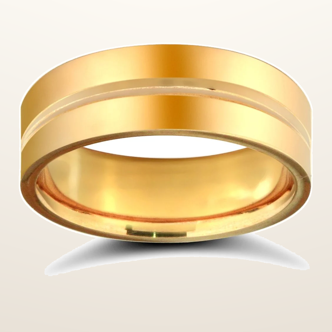 IT_ROLE:studio_clean | 9ct Yellow Gold Standard Weight Flat Court Profile Centre Groove Wedding Ring