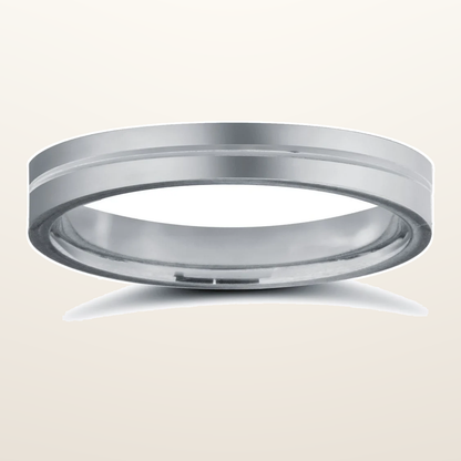 IT_ROLE:studio_clean | 9ct White Gold Standard Weight Flat Profile Centre Groove Wedding Ring
