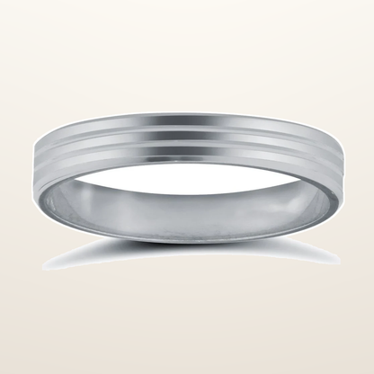 IT_ROLE:studio_clean | 9ct White Gold Standard Weight Flat Profile Double Groove Wedding Ring