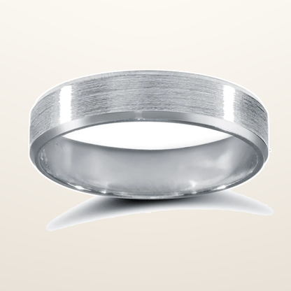 IT_ROLE:studio_clean | 9ct White Gold Standard Weight Flat Profile Satin and Bevelled Edge Wedding Ring