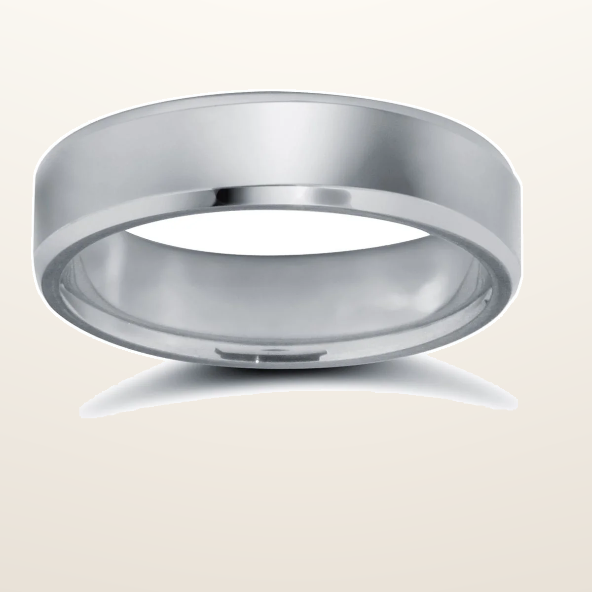 IT_ROLE:studio_clean | 9ct White Gold Standard Weight Flat Profile Bevelled Edge Wedding Ring
