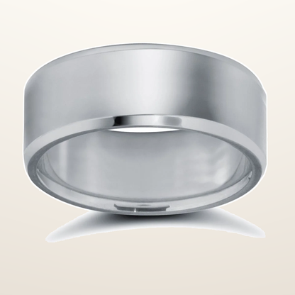 IT_ROLE:studio_clean | 9ct White Gold Standard Weight Flat Profile Bevelled Edge Wedding Ring
