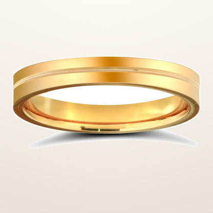 IT_ROLE:studio_clean | 9ct Yellow Gold Standard Weight Flat Profile Centre Groove Wedding Ring