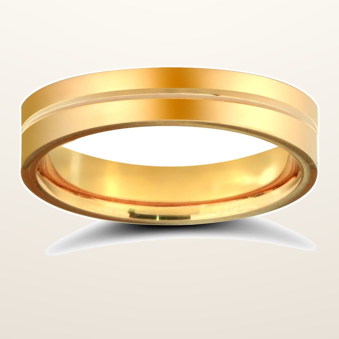 IT_ROLE:studio_clean | 9ct Yellow Gold Standard Weight Flat Profile Centre Groove Wedding Ring
