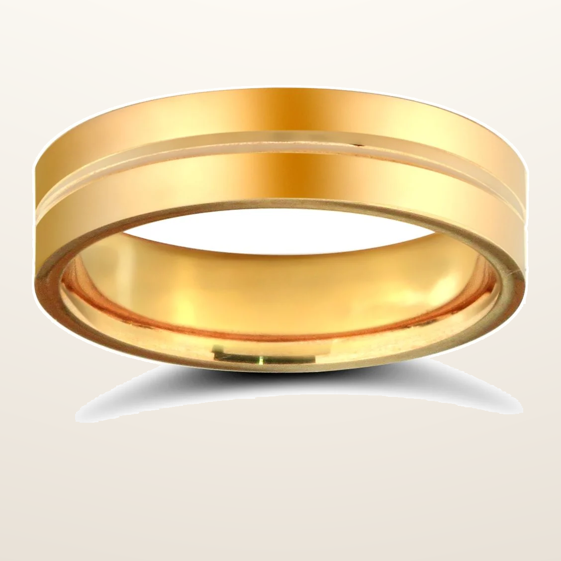 IT_ROLE:studio_clean | 9ct Yellow Gold Standard Weight Flat Profile Centre Groove Wedding Ring