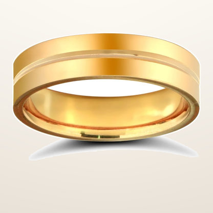 IT_ROLE:studio_clean | 9ct Yellow Gold Standard Weight Flat Profile Centre Groove Wedding Ring