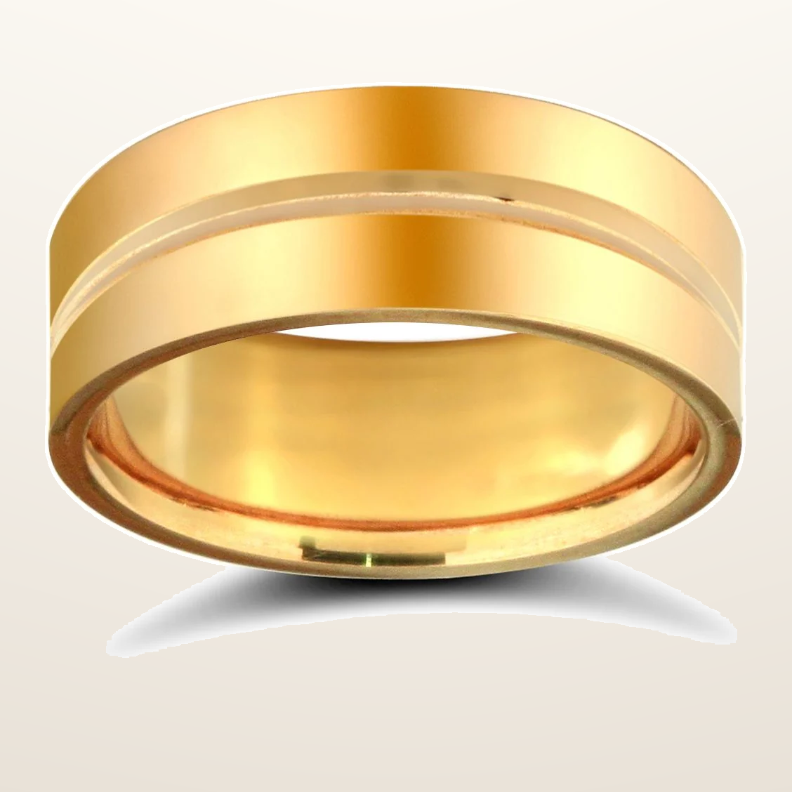 IT_ROLE:studio_clean | 9ct Yellow Gold Standard Weight Flat Profile Centre Groove Wedding Ring