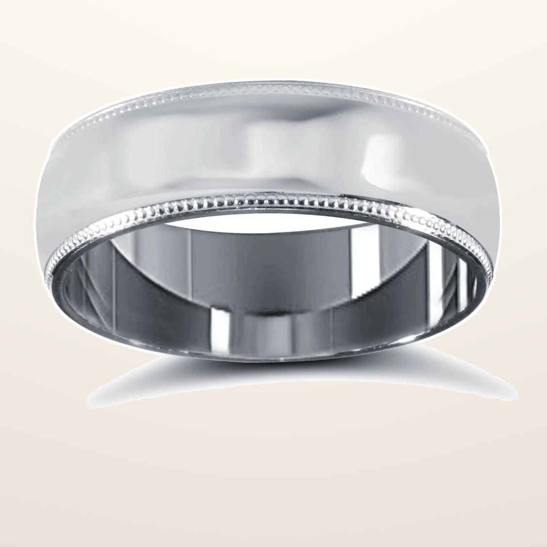 IT_ROLE:studio_clean | 9ct White Gold Premium Weight Court Profile Mirror Finish Wedding Ring