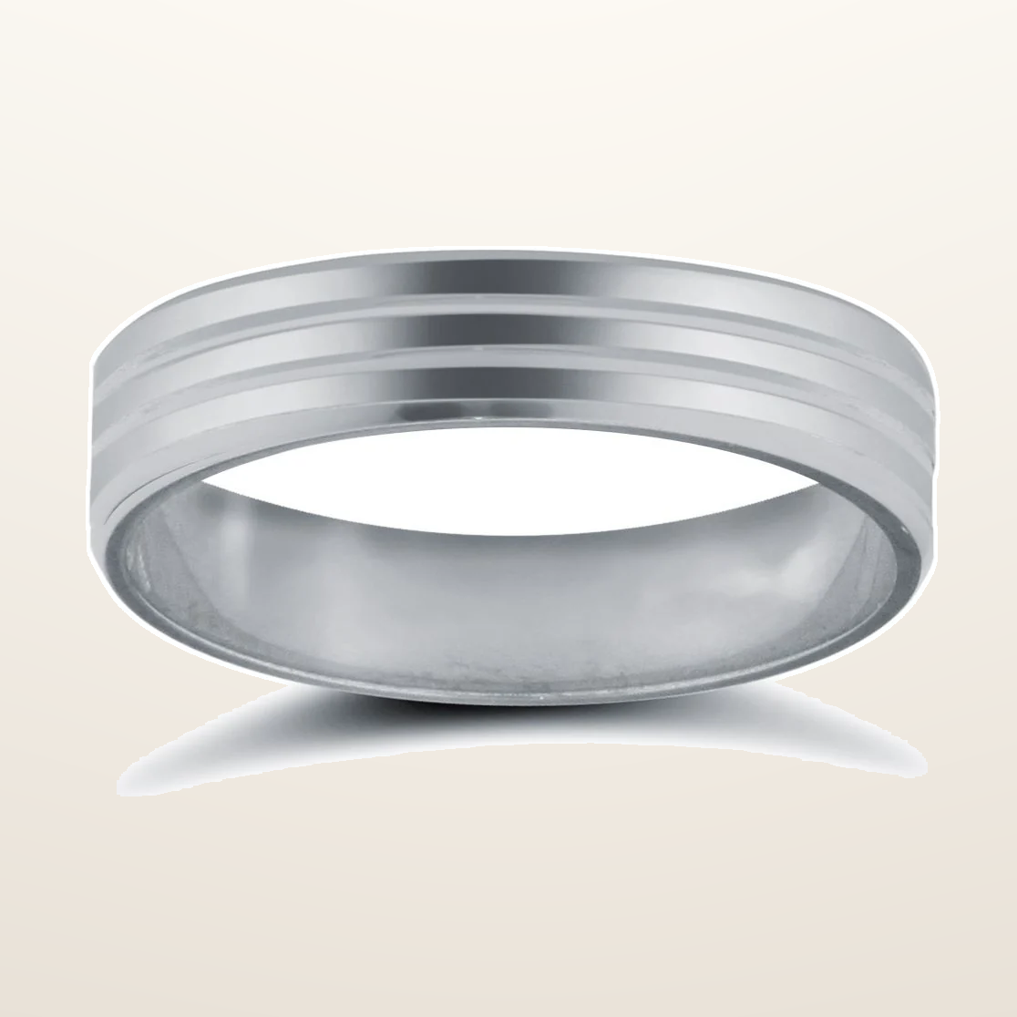 IT_ROLE:studio_clean | 9ct White Gold Premium Weight Flat Court Profile Mirror Finish Wedding Ring