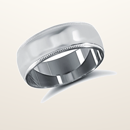 IT_ROLE:studio_clean | 9ct White Gold Standard Weight Court Profile Mill Grain Wedding Ring