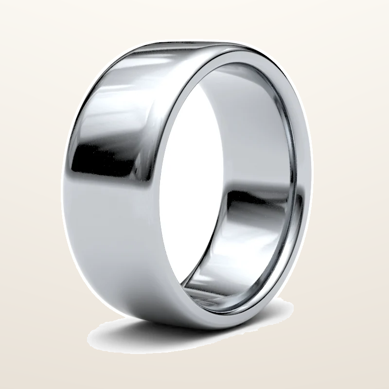 IT_ROLE:studio_clean | 9ct White Gold Standard Weight Court Profile Mirror Finish Wedding Ring