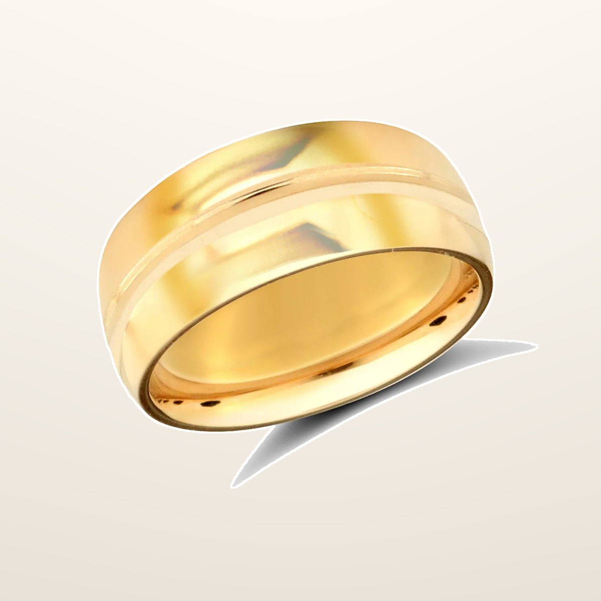 IT_ROLE:studio_clean | 9ct Yellow Gold Standard Weight Court Profile Centre Groove Wedding Ring