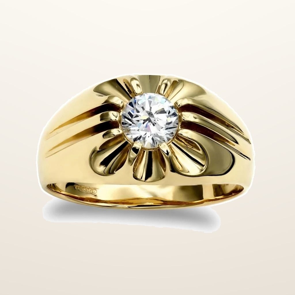 IT_ROLE:studio_clean | 9ct Yellow Gold Gents 0.50ct Lab Grown Claw Set Diamond Ring
