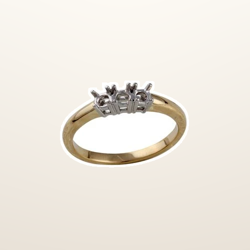 IT_ROLE:studio_clean | 18ct Yellow and White 0.25ct Natural Diamond Claw Set Trilogy Ring Mount